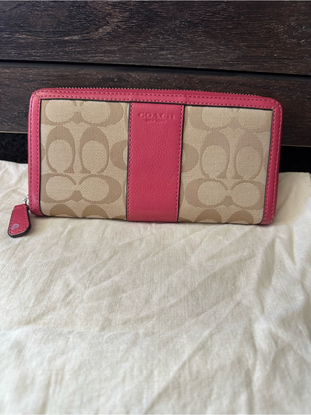 Coach Pink Leather Zip Wallet